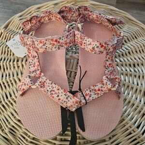 Time and Tru Pink Floral Sandals